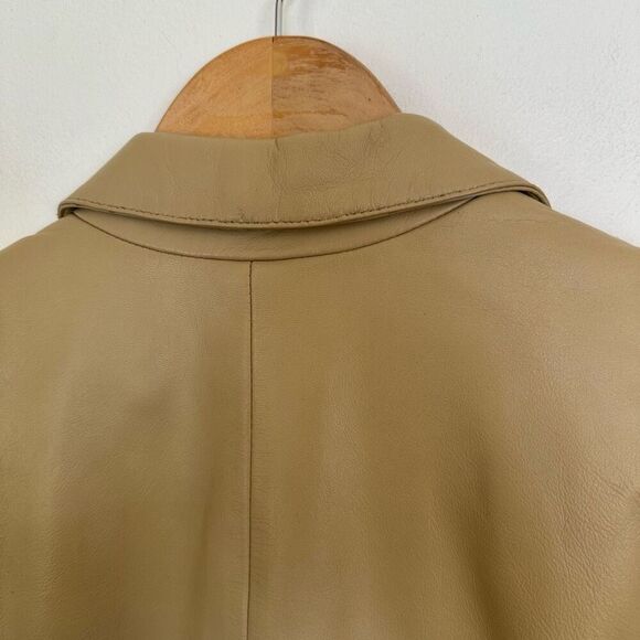 Vakko VS2 Women’s Vintage Cream Tan Lamb Leather 3 button Moto Blazer Coat - Picture 7 of 12
